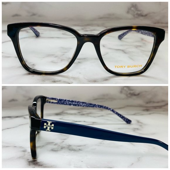 Tory Burch Accessories - Tory Burch Rectangle Brown Tortoise And Navy Blue Eyeglasses Glasses Frames NWOT